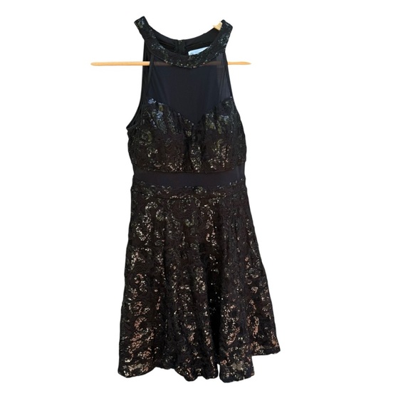 Honey & Rosie Womens Black Sequin High Neck Dress Size M retro vibes Whimsigoth - Picture 4 of 15